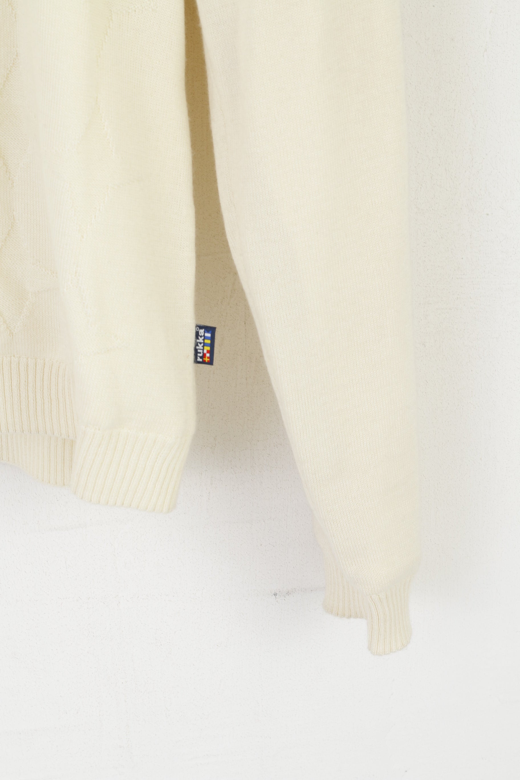 Rukka Women 42 XL Outdoor Jumper Cream V Neck Wool Star Sport Sweater