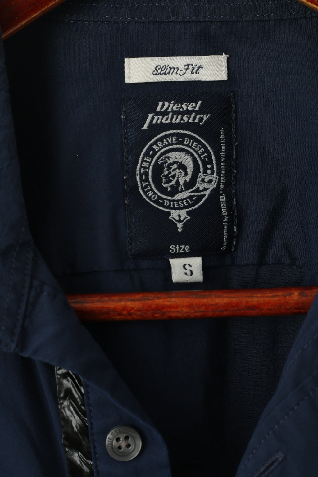 Diesel Industry Men S (XS) Casual Shirt Navy Cotton Nylon Slim Fit Stretch Top