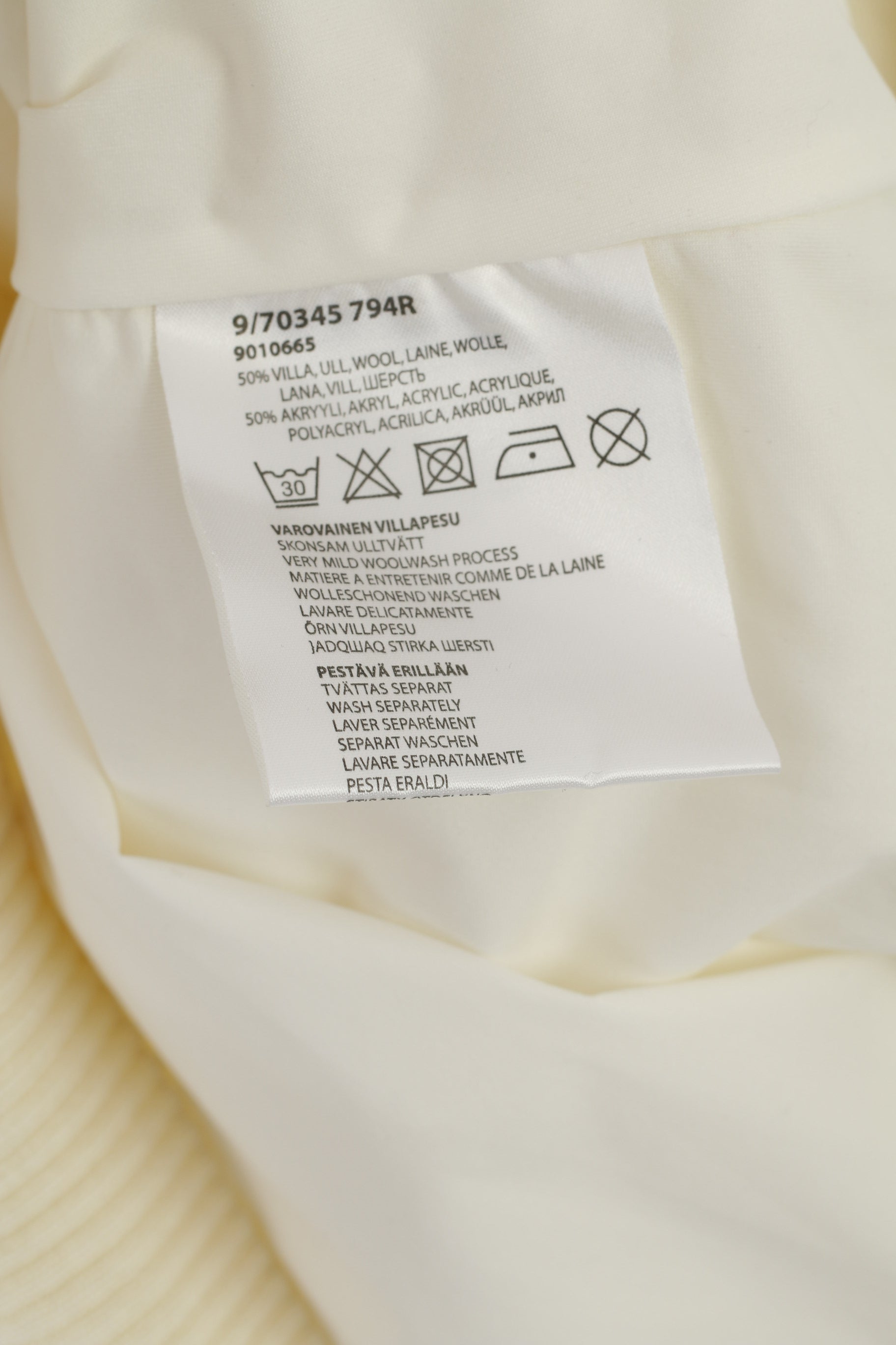 Rukka Femme 42 XL Outdoor Jumper Crème Col V Laine Étoile Sport Pull