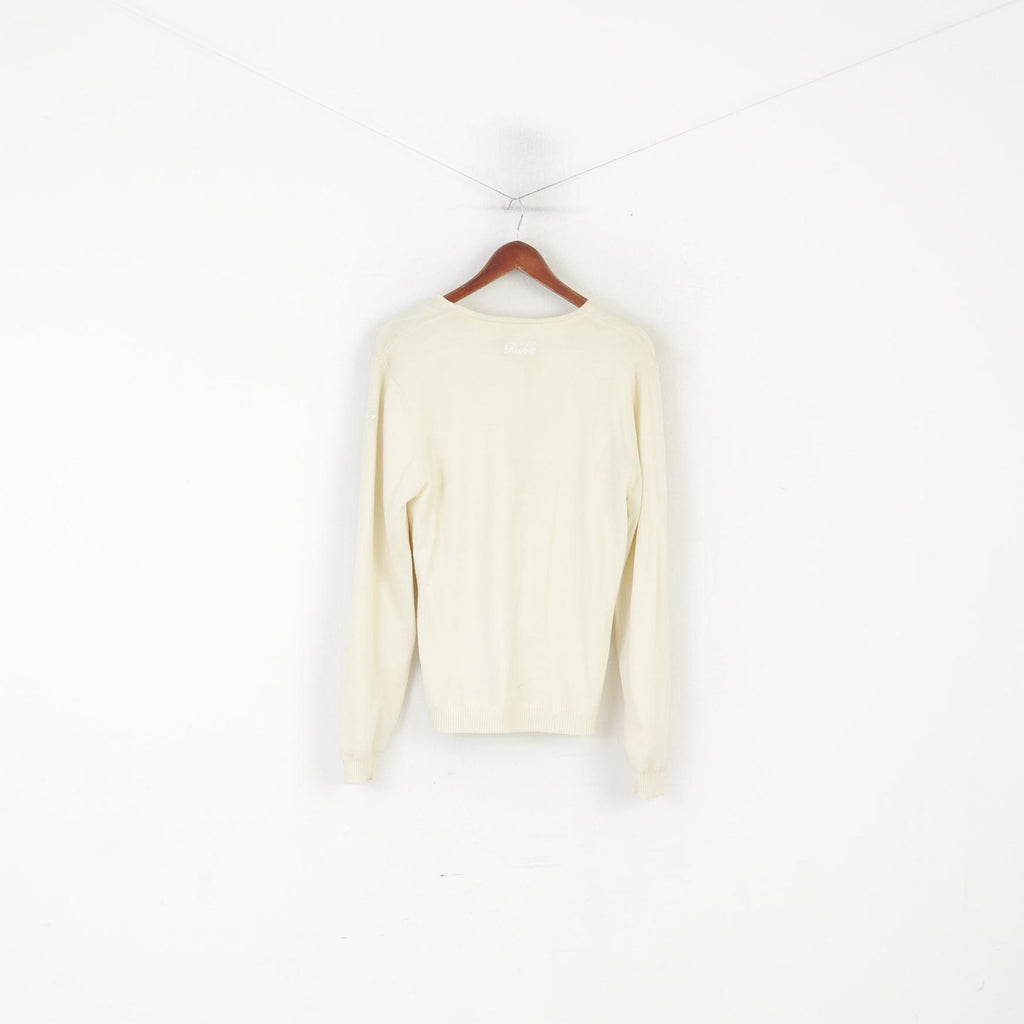 Rukka Femme 42 XL Outdoor Jumper Crème Col V Laine Étoile Sport Pull