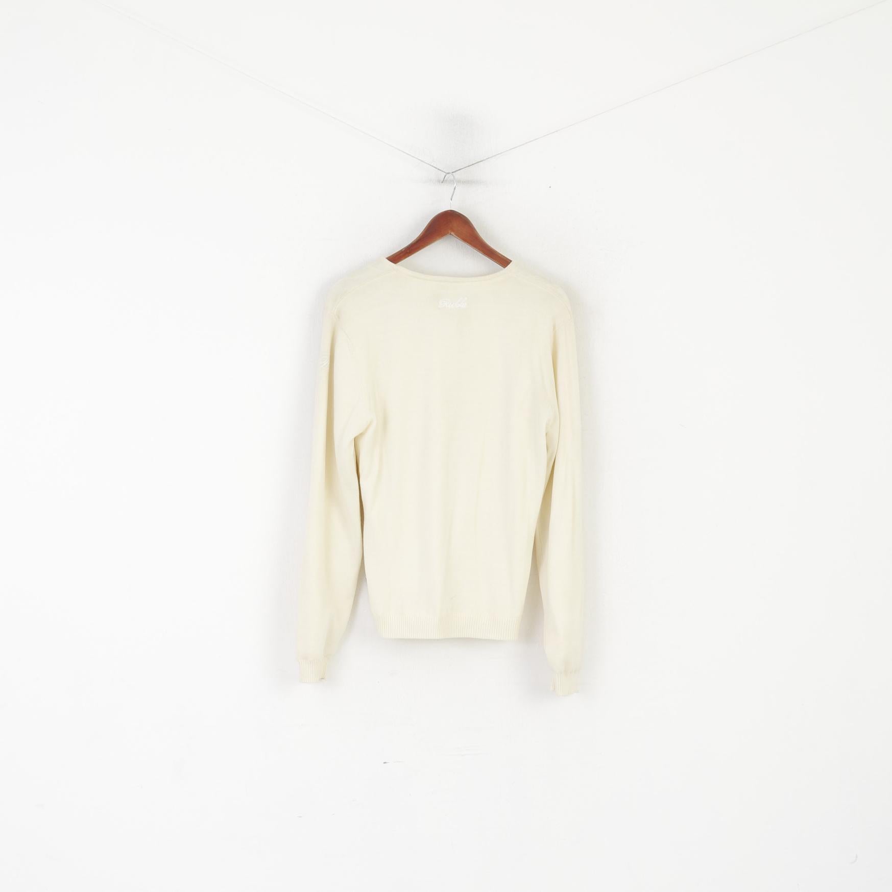 Rukka Femme 42 XL Outdoor Jumper Crème Col V Laine Étoile Sport Pull