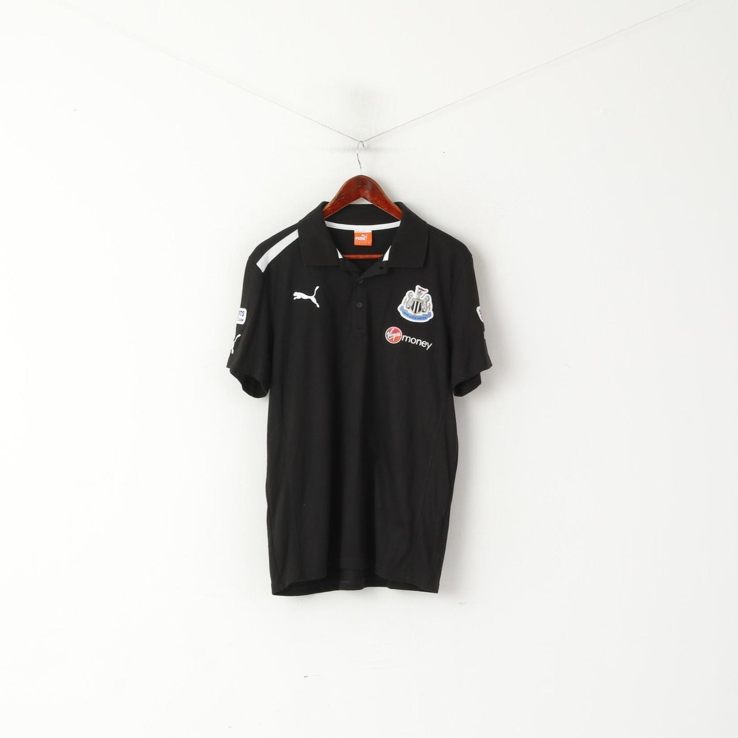 Puma Men L Polo Shirt Black Cotton Newcastle Football Club FUFC Sport Top
