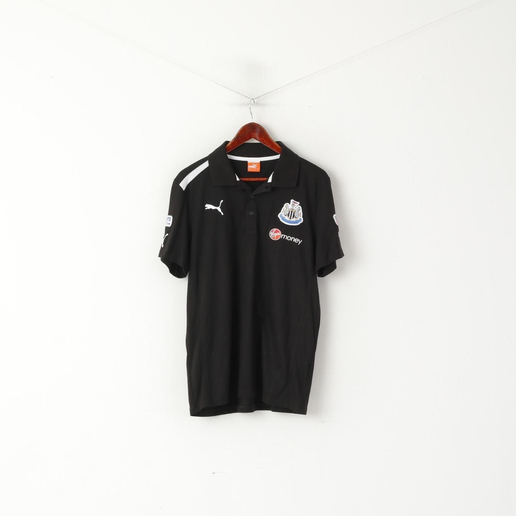 Polo Puma da uomo L in cotone nero Newcastle Football Club FUFC Top sportivo