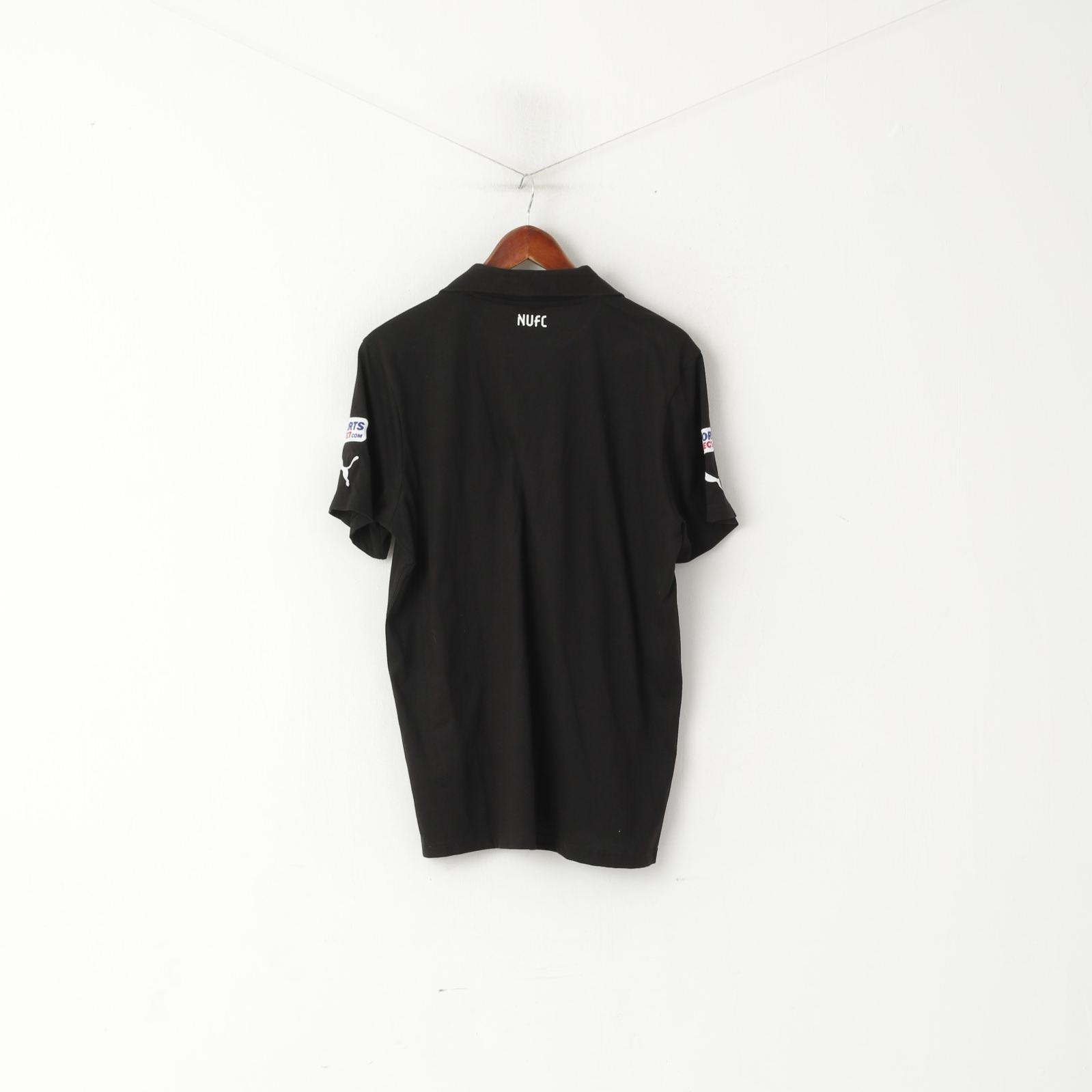 Polo Puma da uomo L in cotone nero Newcastle Football Club FUFC Top sportivo