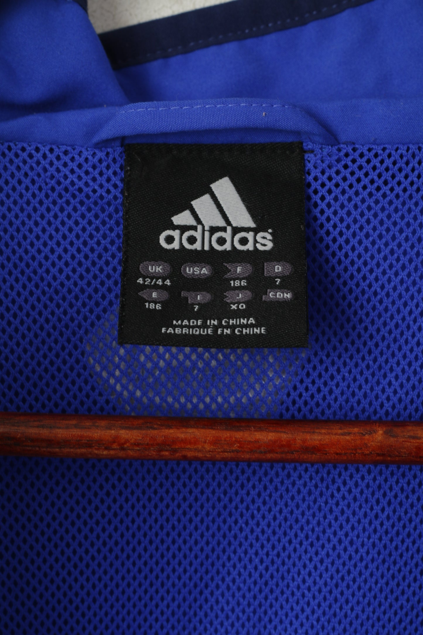 Adidas Hommes 186 L Veste Bleu Vintage SSV Wissenbach Léger Full Zipper Top