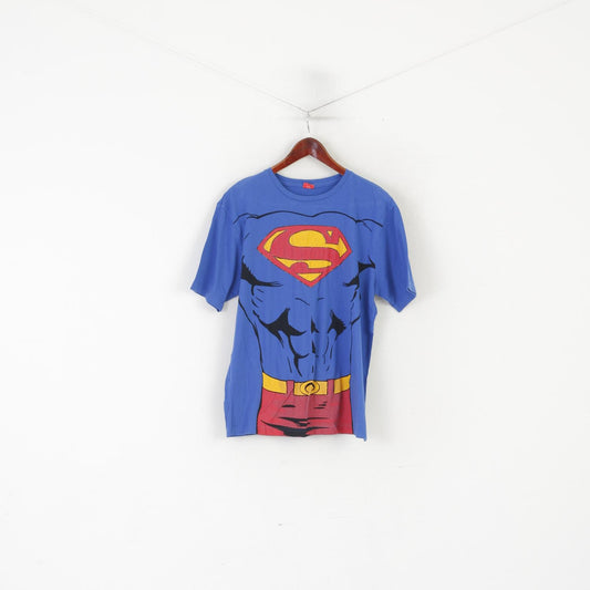 TU Superman Men L Shirt Blue Cotton Superman Body Graphic Crew Neck Top