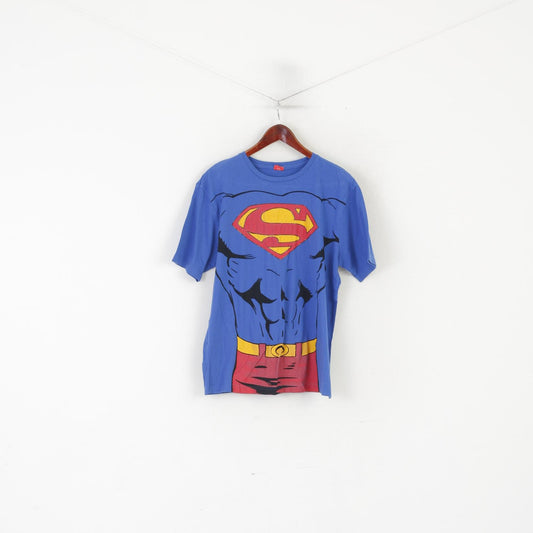 TU Superman Men L Shirt Bleu Coton Superman Body Graphic Crew Neck Top