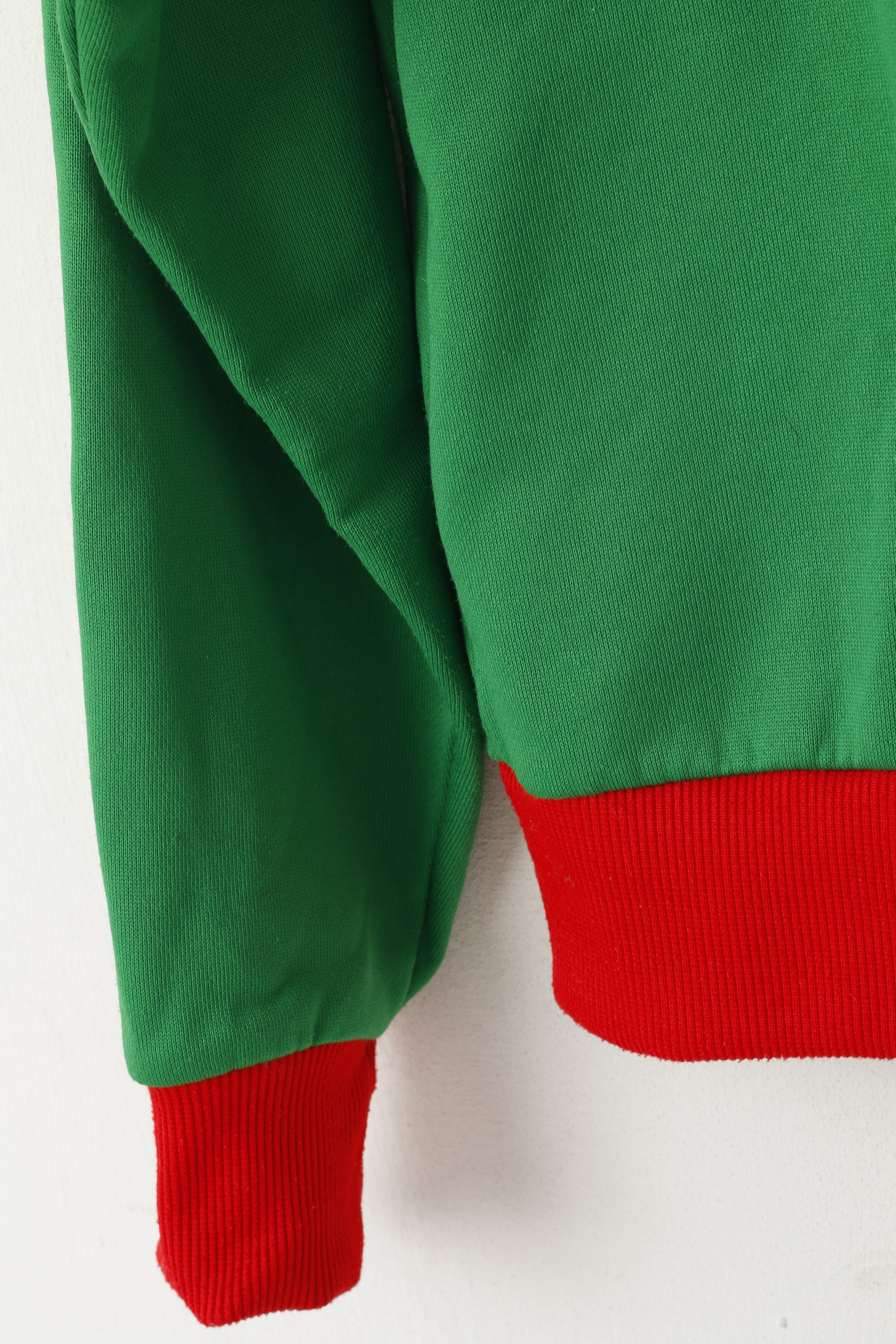 Felpa Puma da uomo L (M) verde rosso vintage Oldschool anni '80 con zip intera, tuta sportiva