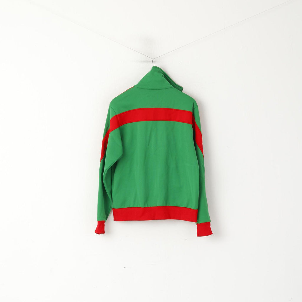 Felpa Puma da uomo L (M) verde rosso vintage Oldschool anni '80 con zip intera, tuta sportiva