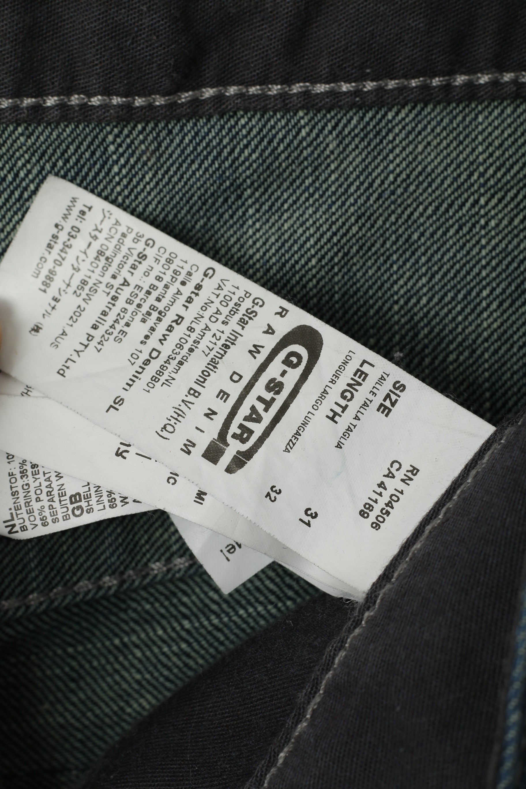 G-STAR homme W 31 L 32 jean pantalon marine Denim Radar couverture ample coton pantalon droit