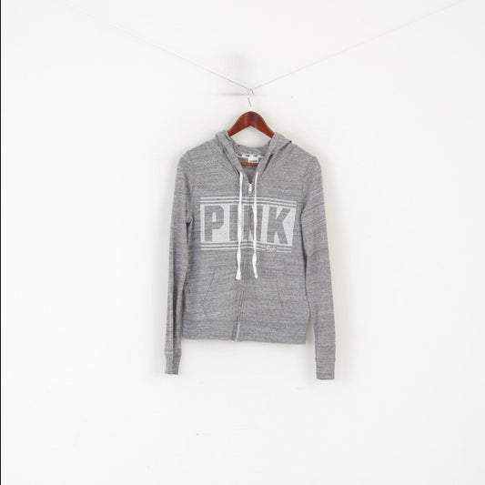 PINK Women S Sweatshirt Gray Cotton Full Zip Hooded Victoria's Secret Top