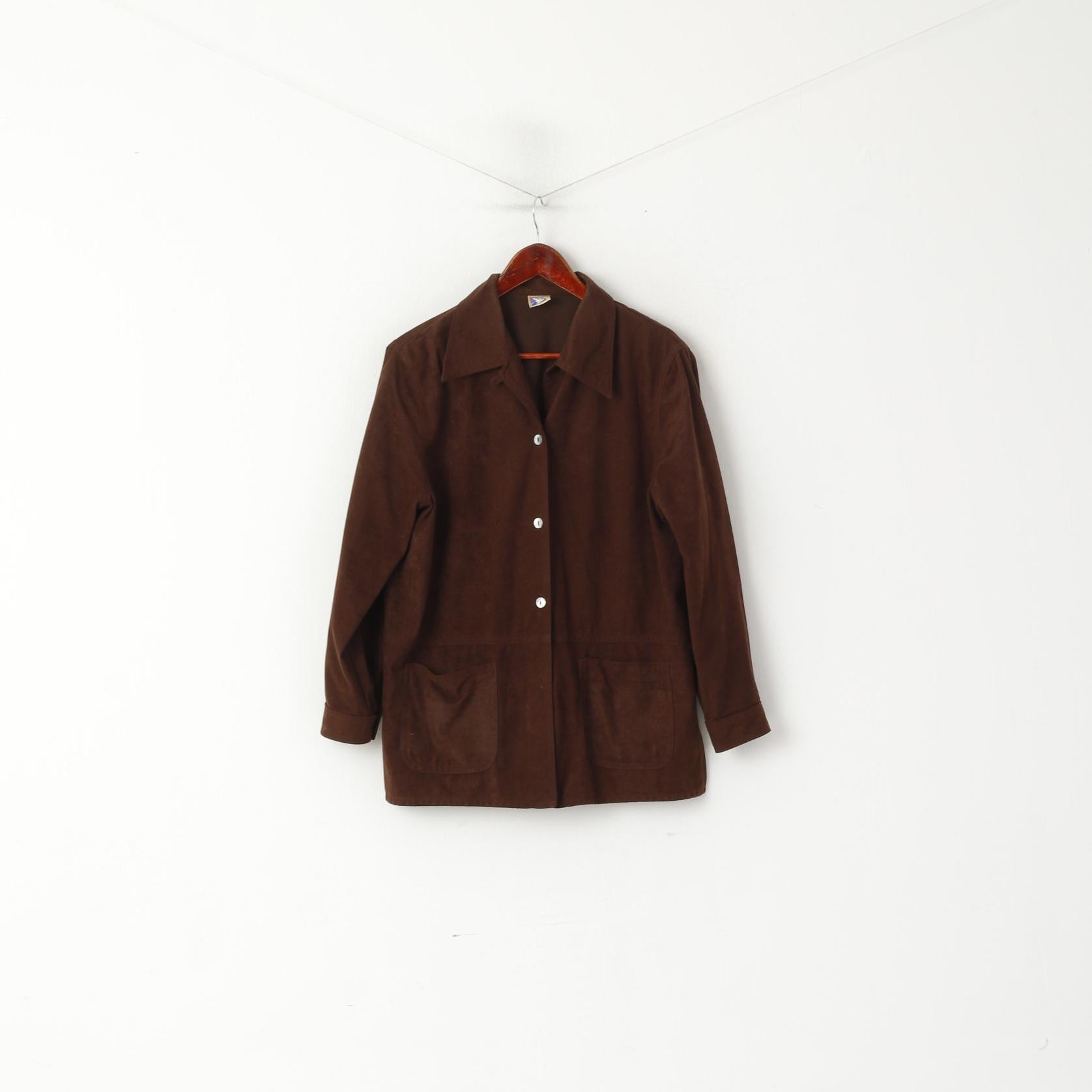 C&A Yessica Women 18 44 XL Casual Shirt BrownCountry Long Sleeve Vintage Top