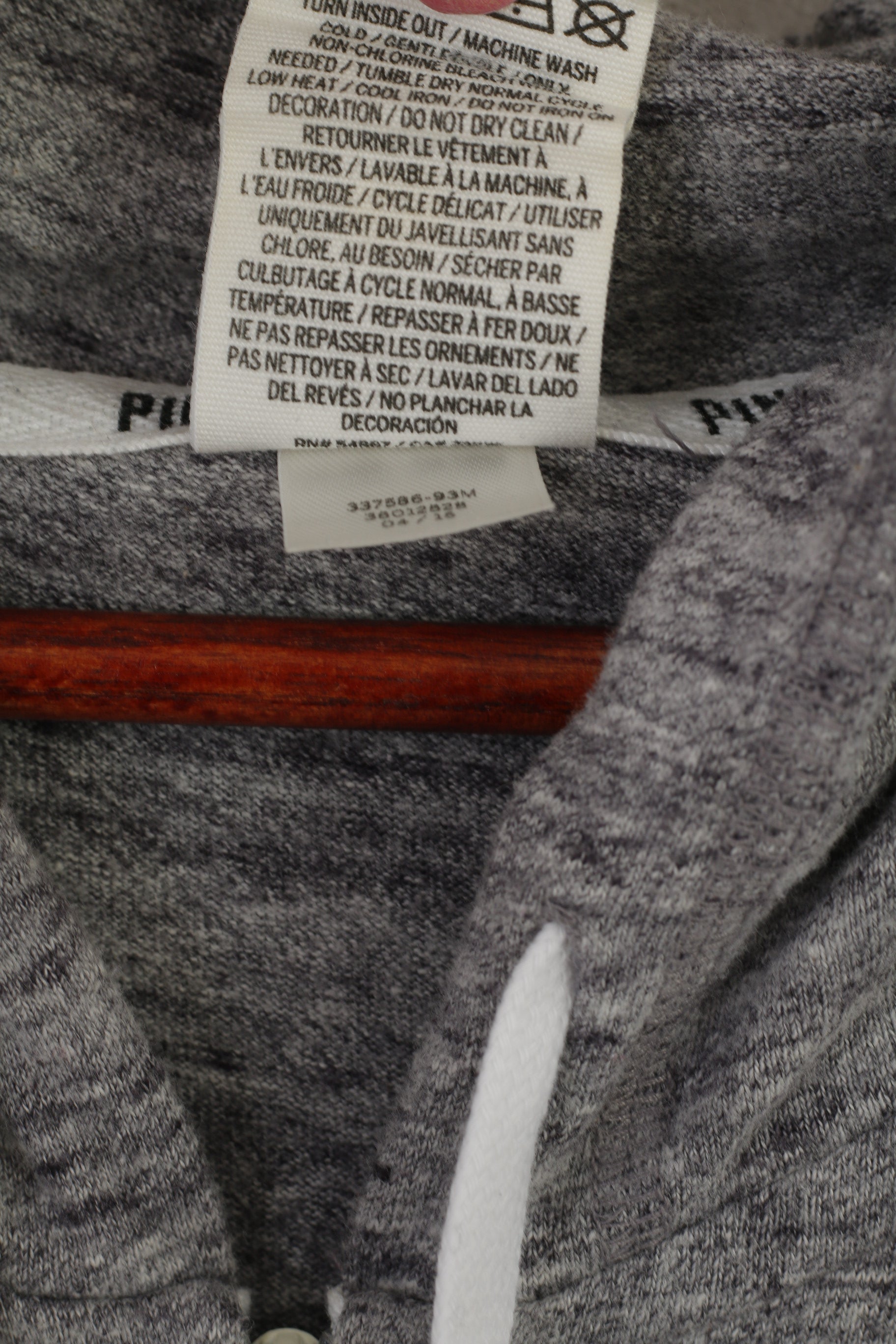 Felpa da donna ROSA Top Victoria's Secret in cotone grigio con zip intera e cappuccio