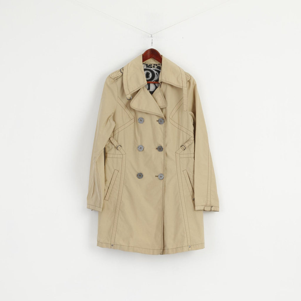 Spoom Femmes 42 M Trench-Coat Beige Coton Nylon Double Boutonnage Classique Mac