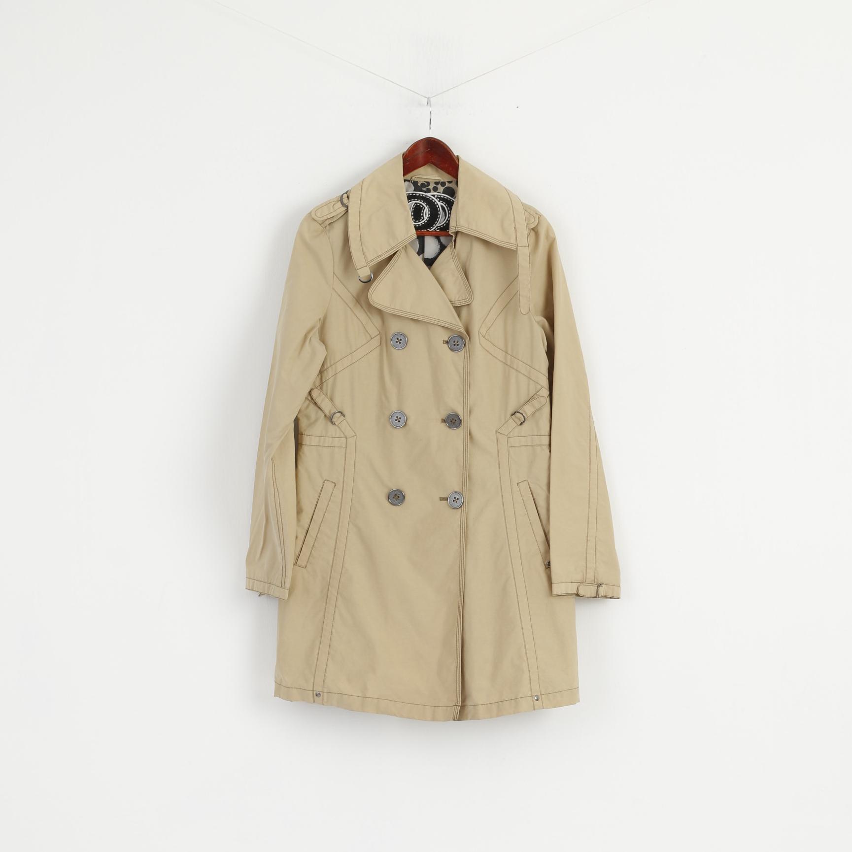 Spoom Femmes 42 M Trench-Coat Beige Coton Nylon Double Boutonnage Classique Mac