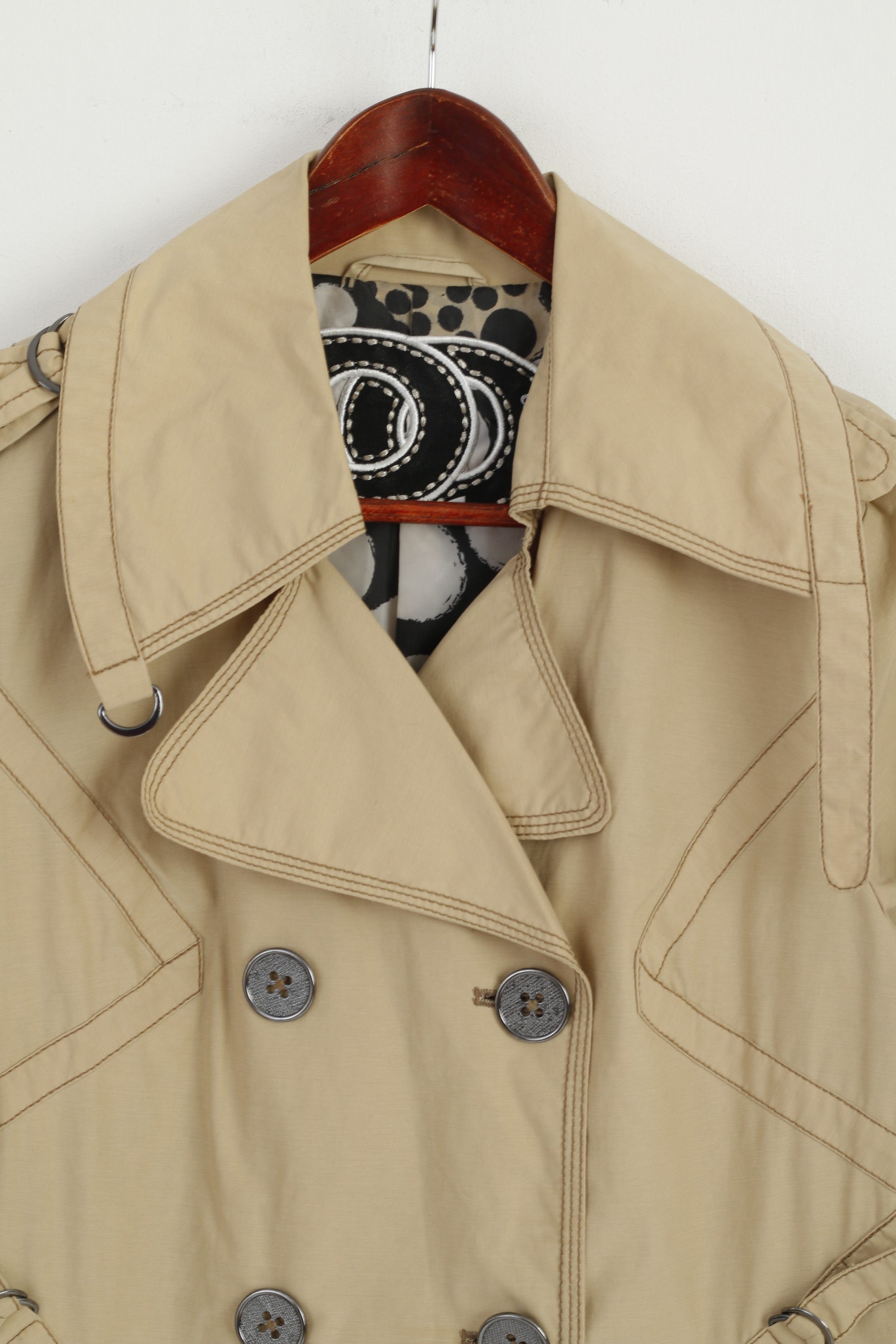 Spoom Femmes 42 M Trench-Coat Beige Coton Nylon Double Boutonnage Classique Mac