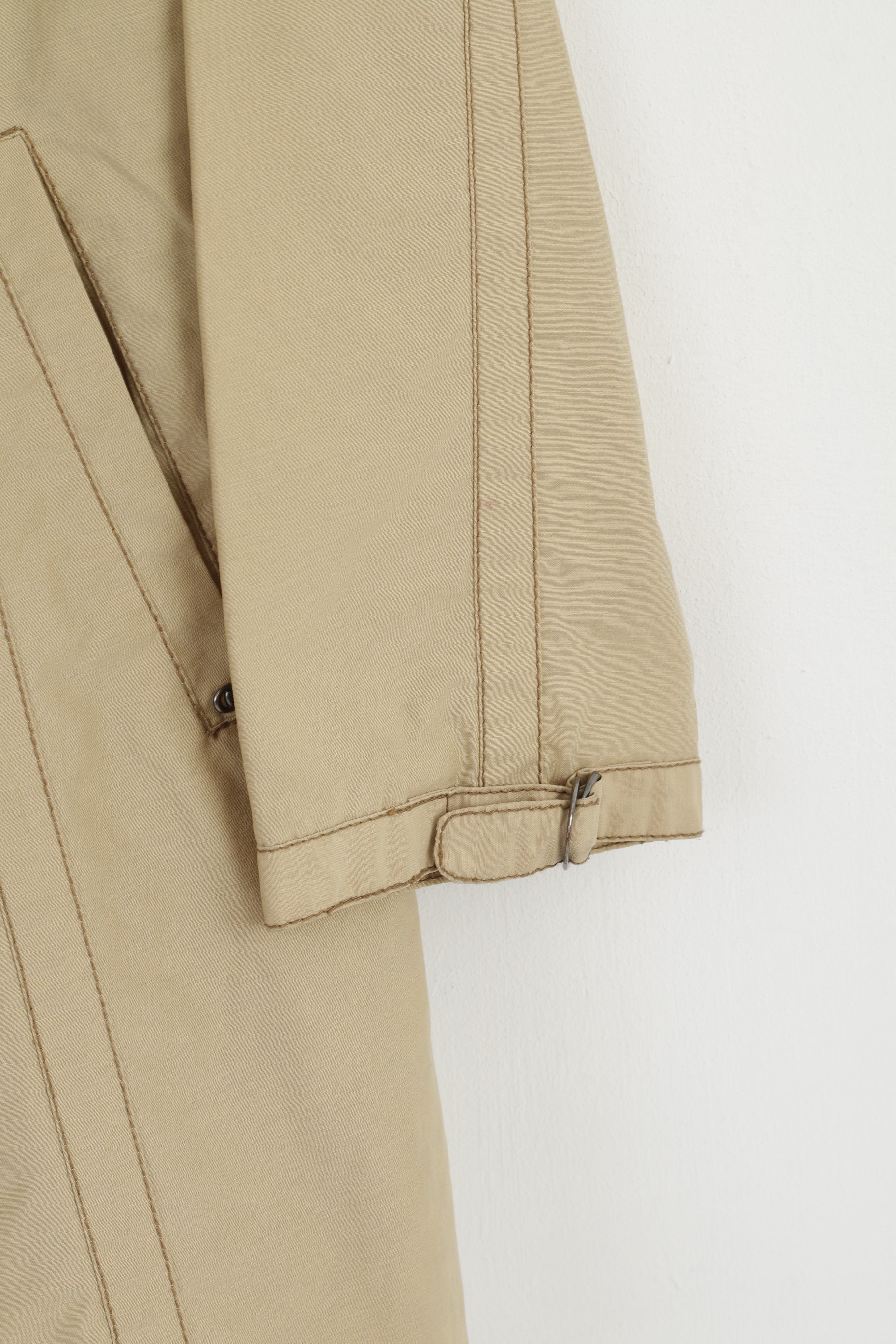 Spoom Femmes 42 M Trench-Coat Beige Coton Nylon Double Boutonnage Classique Mac