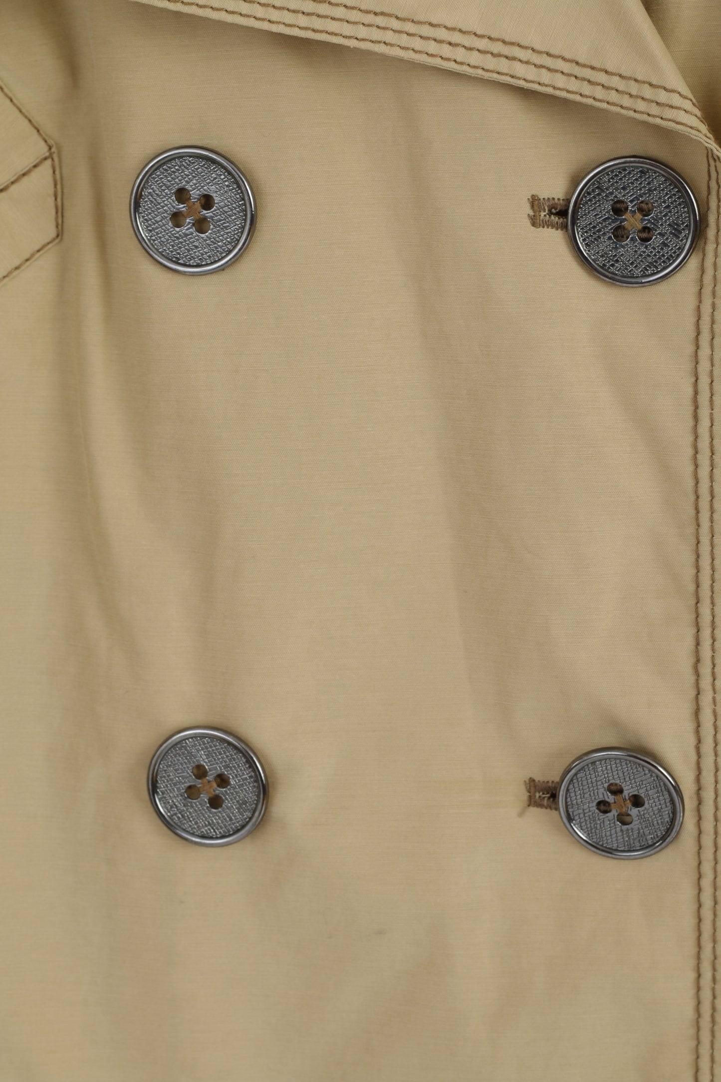 Spoom Women 42 M Trench Coat Beige Cotton Nylon Double Breasted Classic Mac