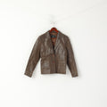 Détail femmes 12 38 M veste en cuir marron Vintage simple boutonnage Blazer