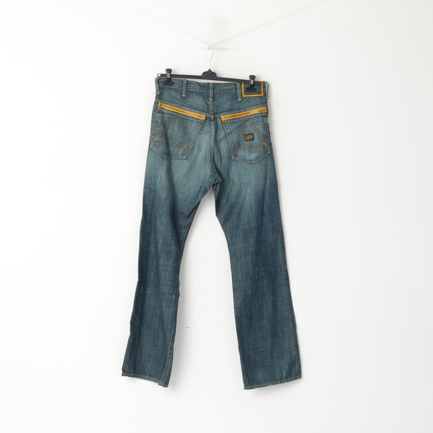 G-STAR RAW Homme W 31 L 36 Pantalon Jeans Coton Vert Bleu Pantalon Droit Denim