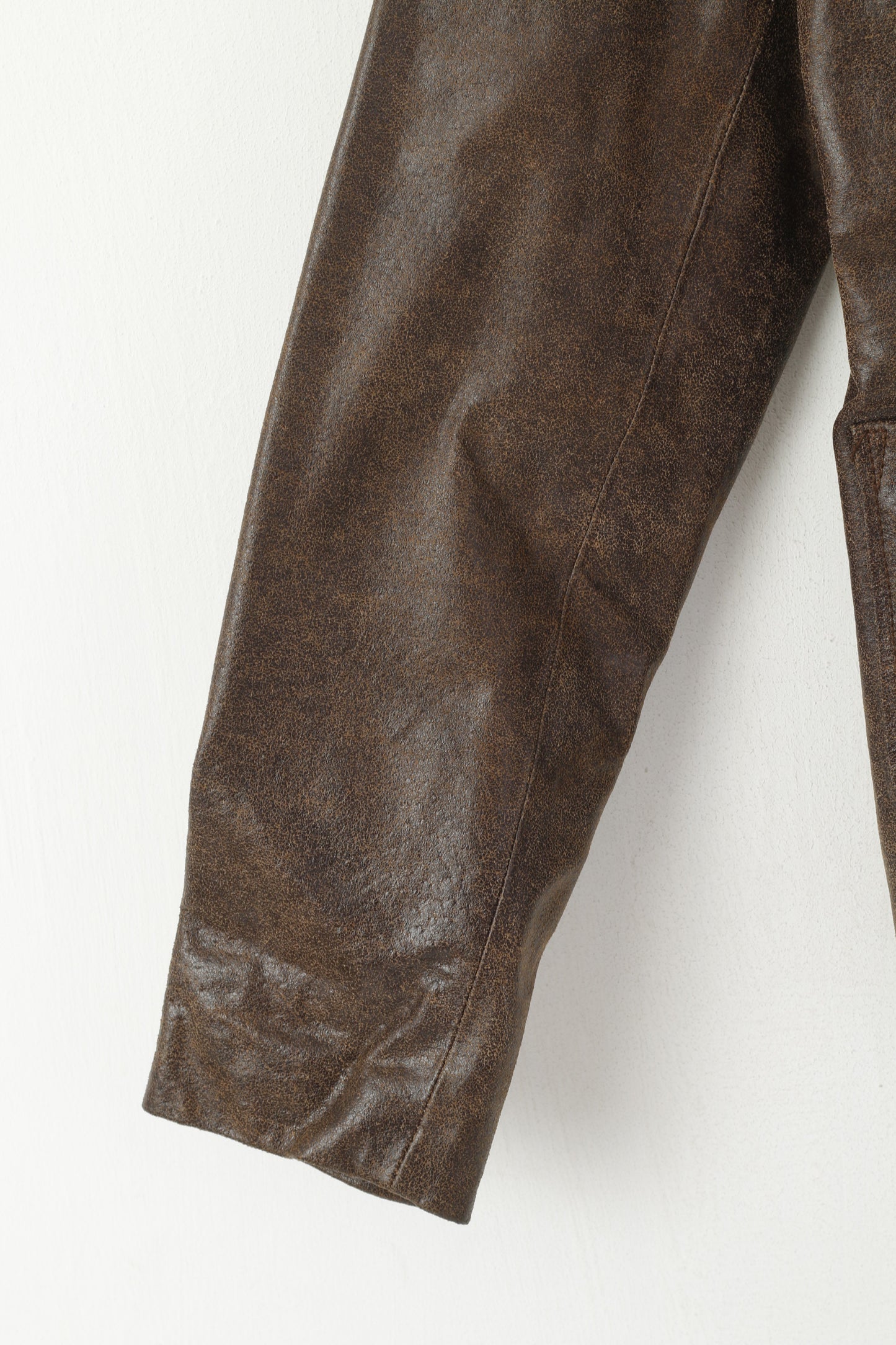 Détail femmes 12 38 M veste en cuir marron Vintage simple boutonnage Blazer