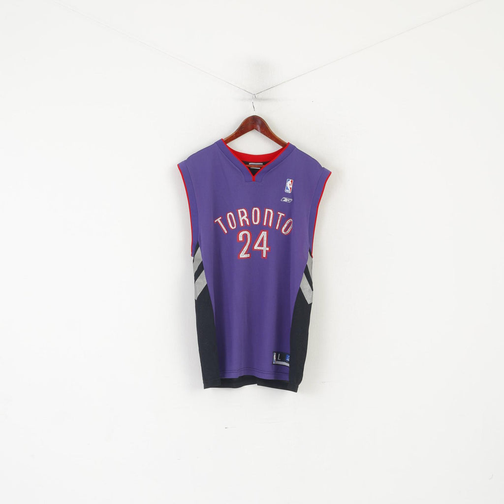 Reebok Men L Shirt Purple Toronto Raptors NBA Jersey #24 Peterson Vintage Top
