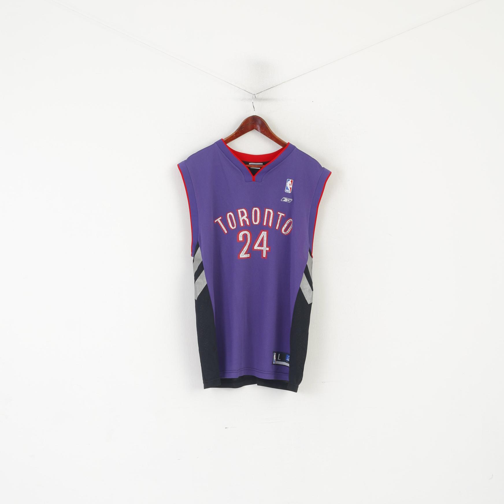 Reebok Men L Shirt Purple Toronto Raptors NBA Jersey #24 Peterson Vintage Top