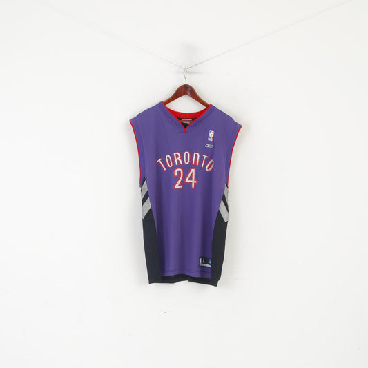 Reebok Hommes L Chemise Violet Toronto Raptors NBA Jersey #24 Peterson Vintage Top