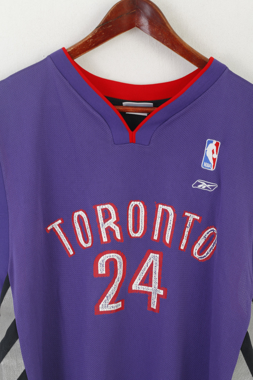 Reebok Men L Shirt Purple Toronto Raptors NBA Jersey #24 Peterson Vintage Top