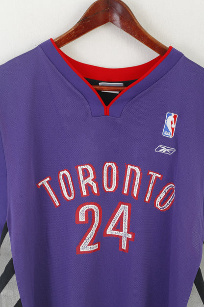 Reebok Hommes L Chemise Violet Toronto Raptors NBA Jersey #24 Peterson Vintage Top