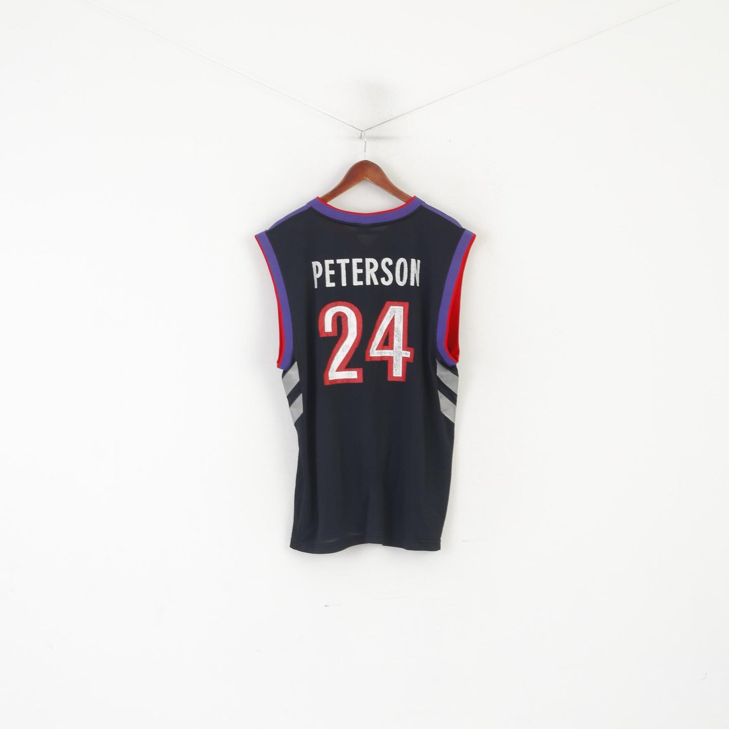 Reebok Hommes L Chemise Violet Toronto Raptors NBA Jersey #24 Peterson Vintage Top