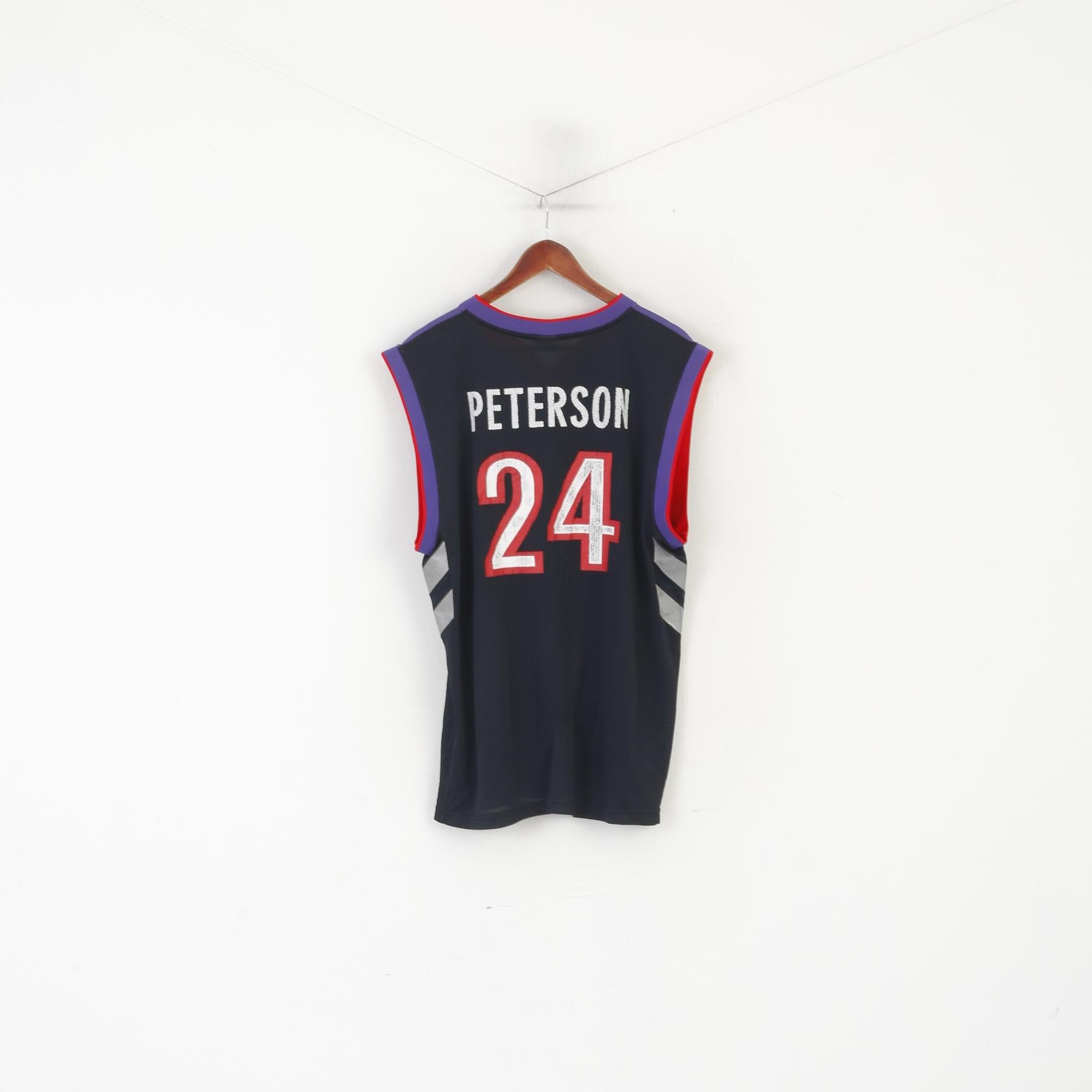 Reebok Men L Shirt Purple Toronto Raptors NBA Jersey #24 Peterson Vintage Top