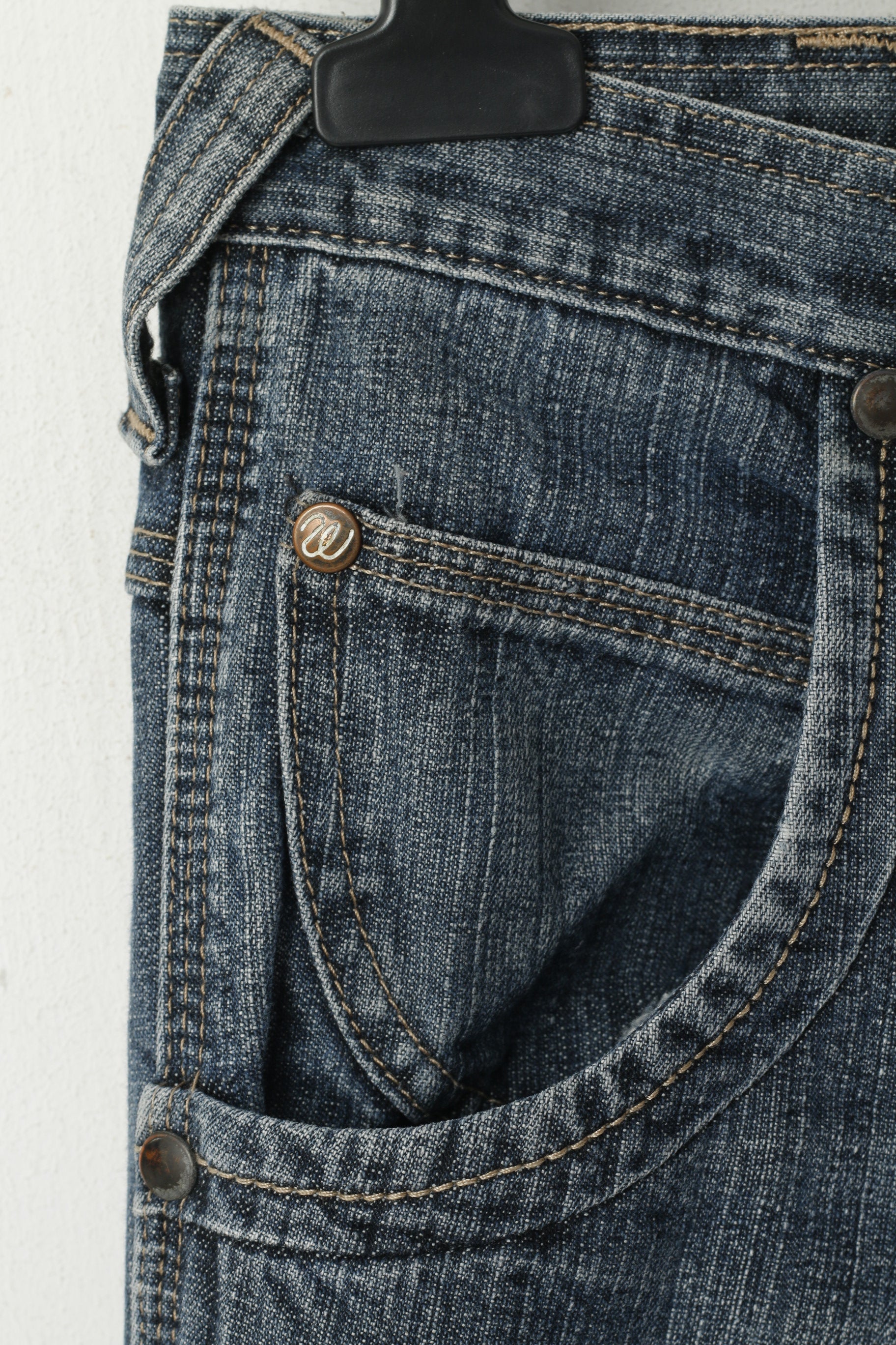 Wrangler Men W 31 L 31 Jeans Trousers Navy Cotton Denim Vintage Straight Pants