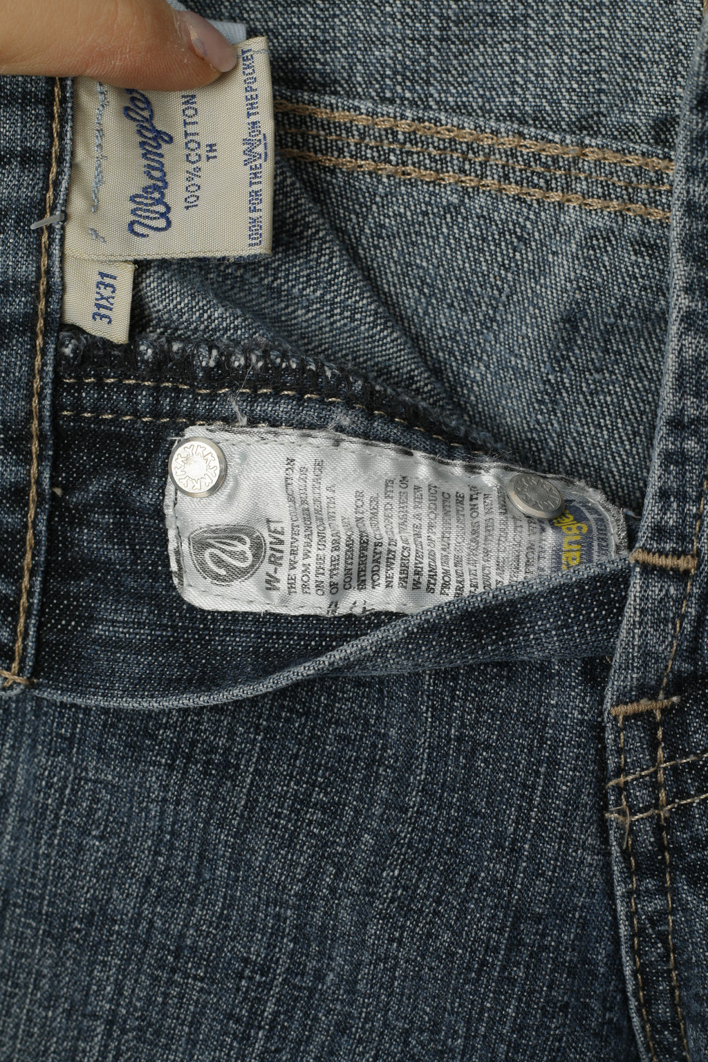 Wrangler Men W 31 L 31 Jeans Trousers Navy Cotton Denim Vintage Straight Pants