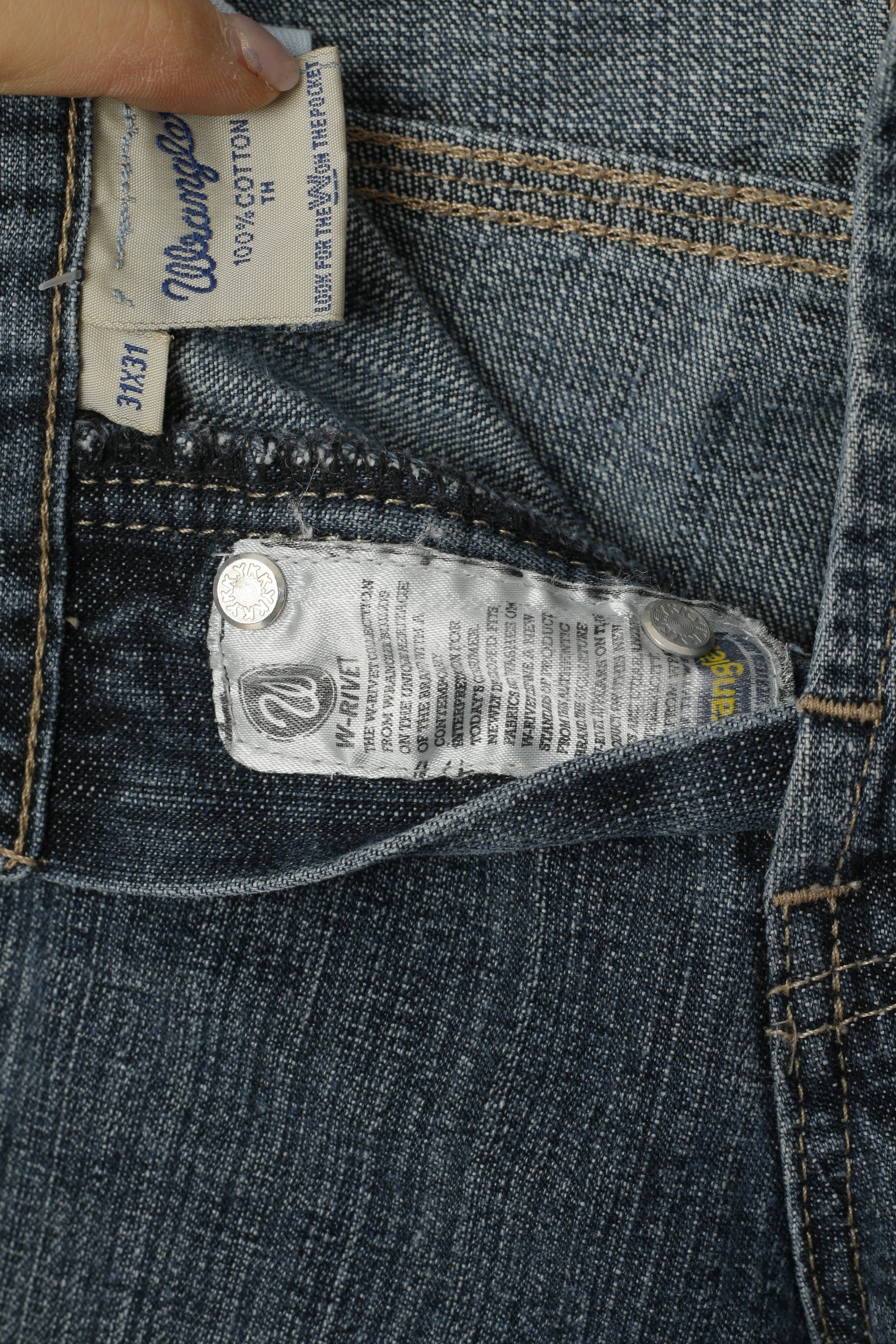 Wrangler Men W 31 L 31 Jeans Trousers Navy Cotton Denim Vintage Straight Pants