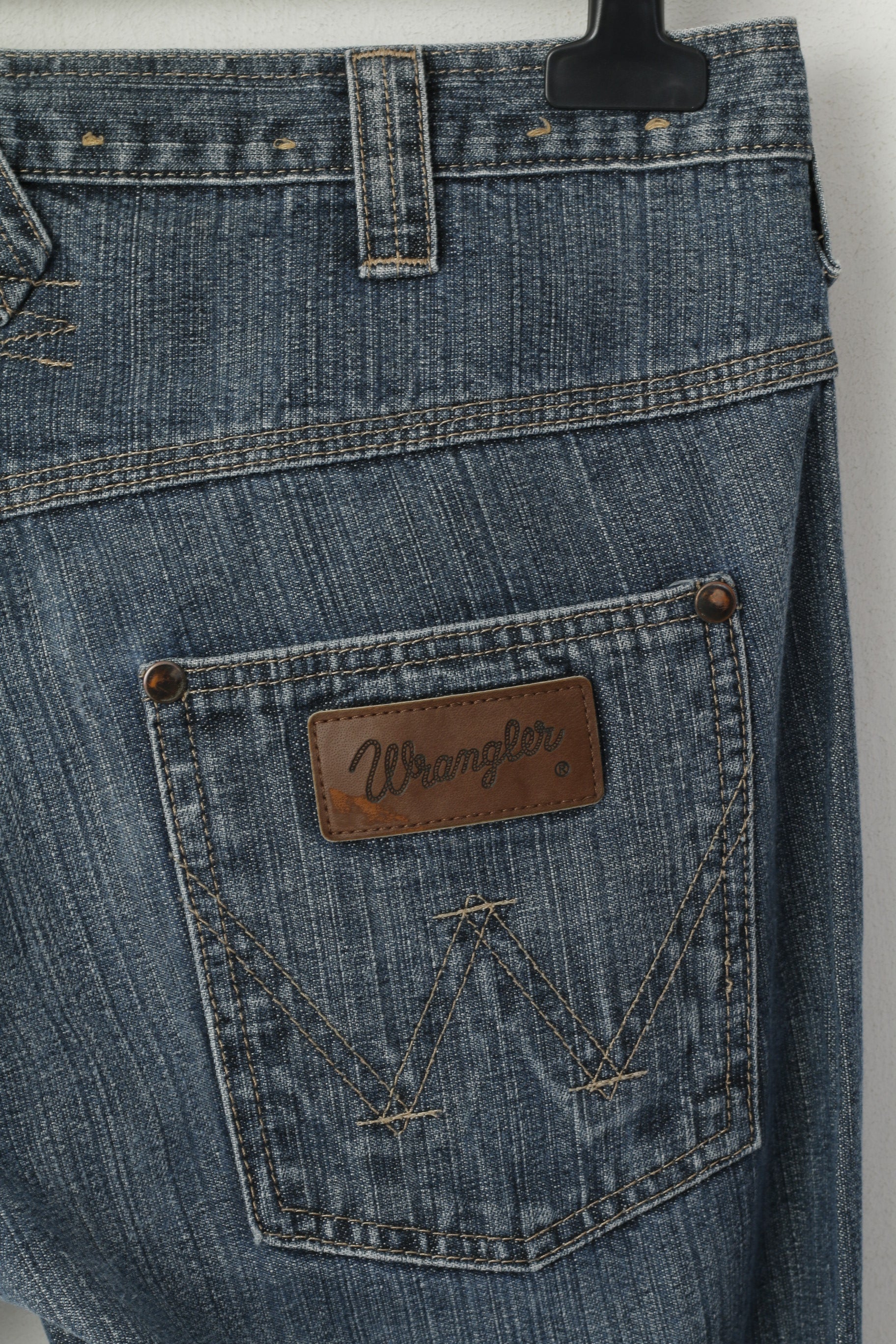 Wrangler Men W 31 L 31 Jeans Trousers Navy Cotton Denim Vintage Straight Pants