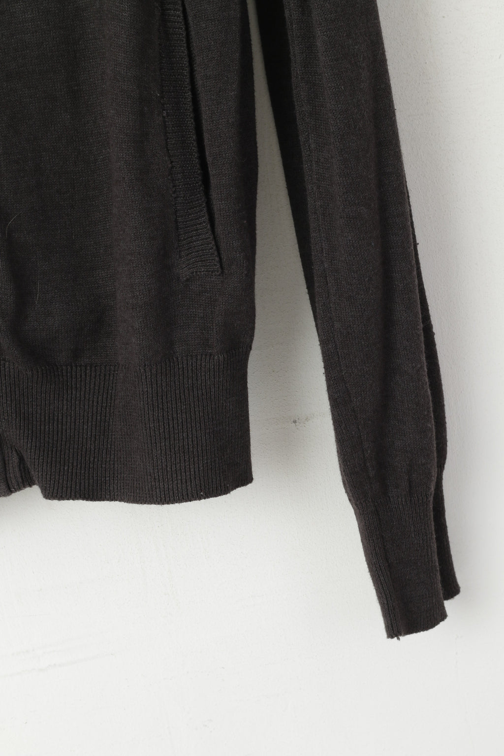 Ringspun Men L Cardigan Gray Cotton Zip Up Military Collegiate Classic Sweater