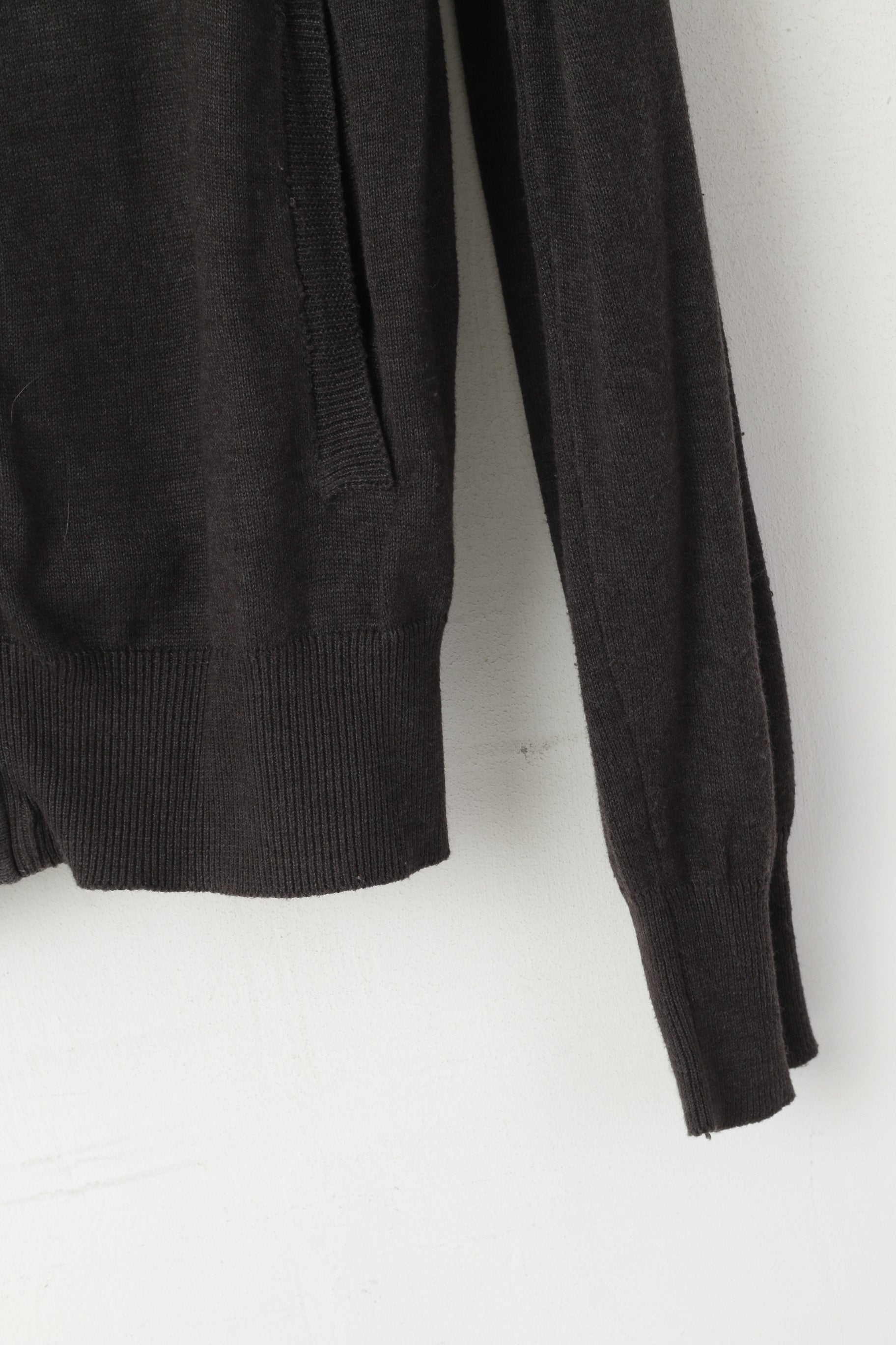 Ringspun Men L Cardigan Gray Cotton Zip Up Military Collegiate Classic Sweater