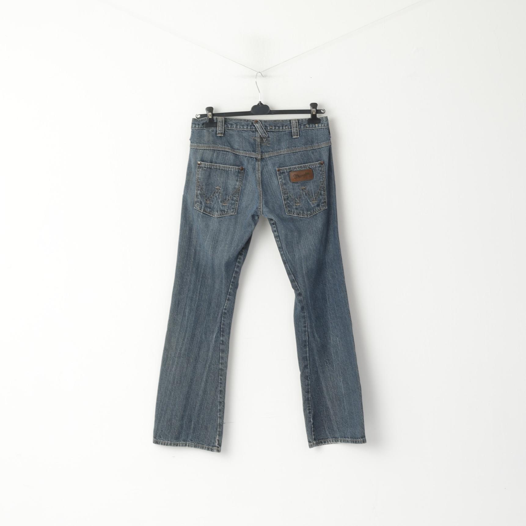 Wrangler Men W 31 L 31 Jeans Trousers Navy Cotton Denim Vintage Straight Pants