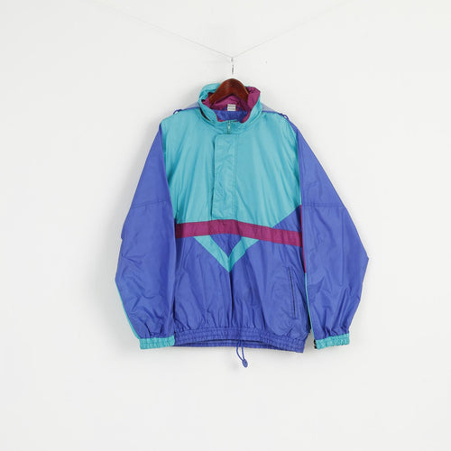 ACCI Men L Veste de Pluie Vert Brillant Nylon Imperméable à Capuche Cachée Pull Festival Top