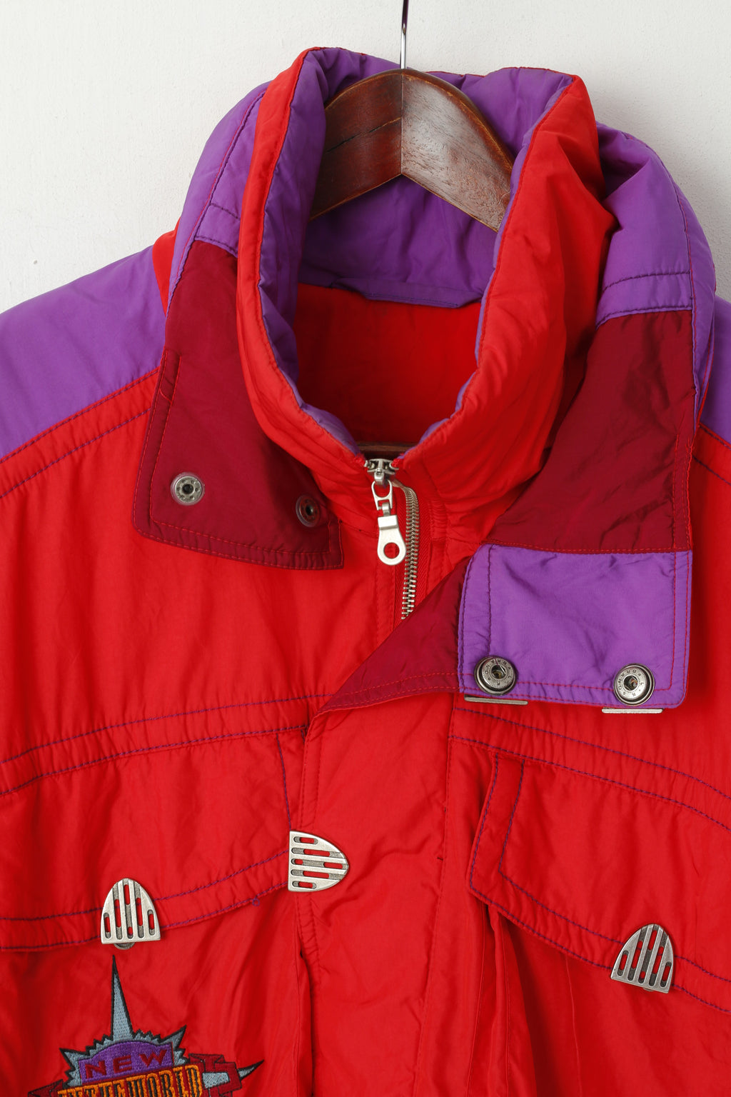 Maier Men 48 S Ski Jacket Red Vintage Nylon Waterproof Padded Motion Unisex Top