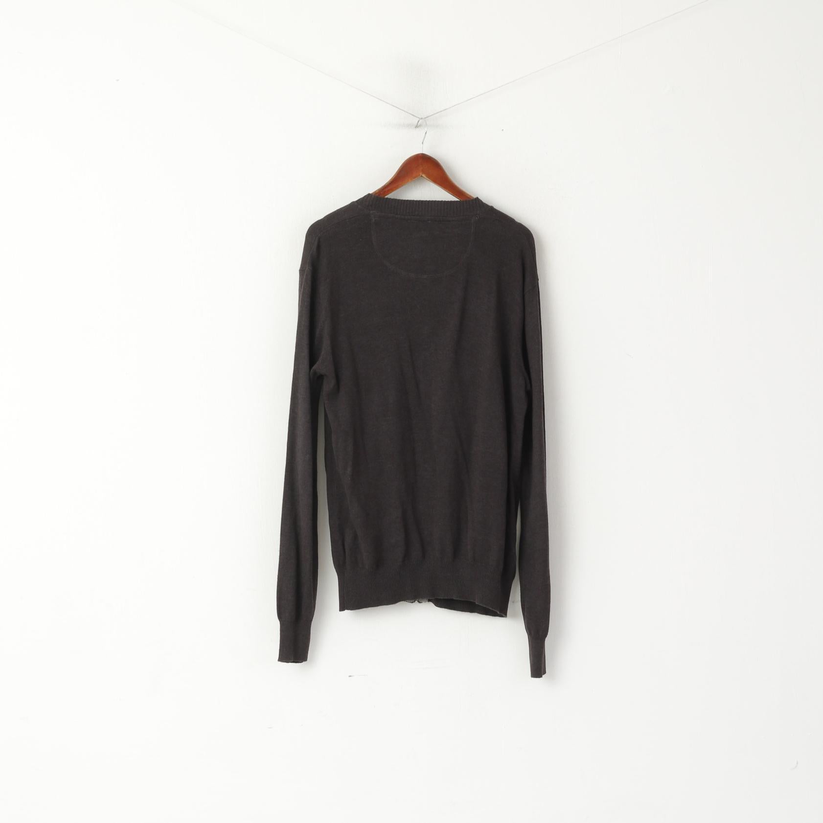 Ringspun Men L Cardigan Gray Cotton Zip Up Military Collegiate Classic Sweater