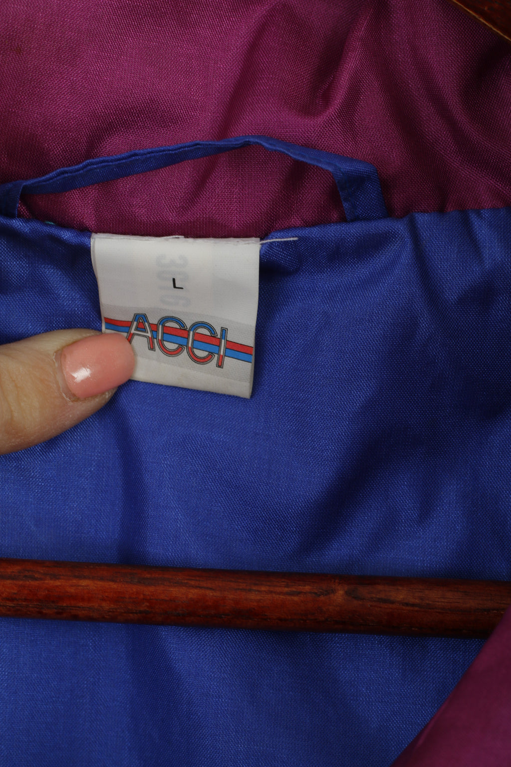 ACCI Men L Rain Jacket Green Shiny Nylon Waterproof Hidden Hood Pullover Festival Top