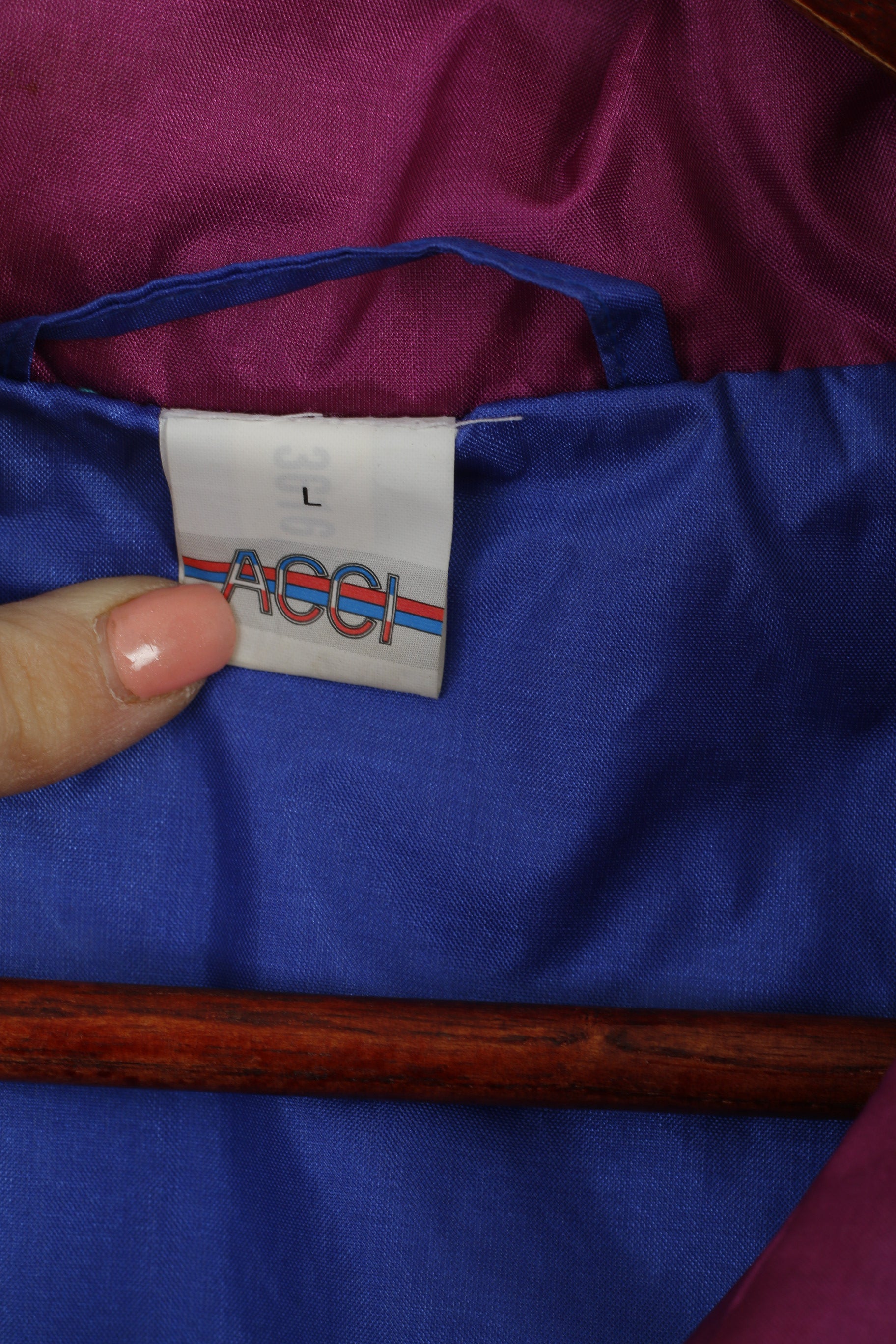 ACCI Men L Rain Jacket Green Shiny Nylon Waterproof Hidden Hood Pullover Festival Top