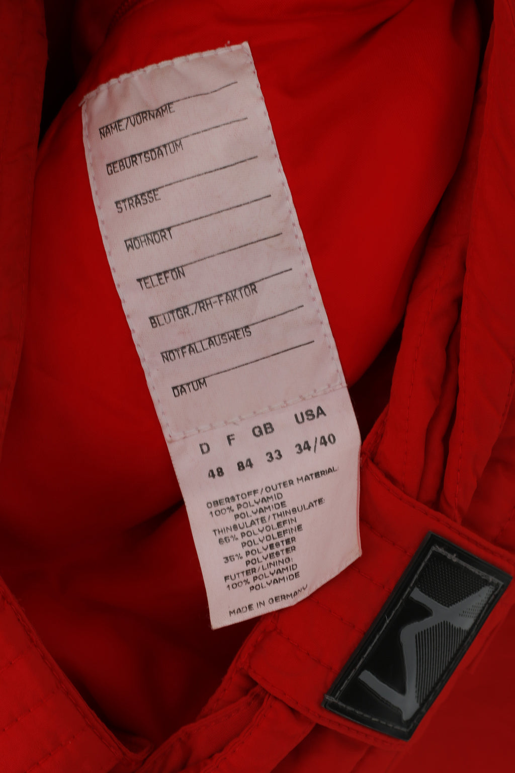 Maier Men 48 S Ski Jacket Red Vintage Nylon Waterproof Padded Motion Unisex Top