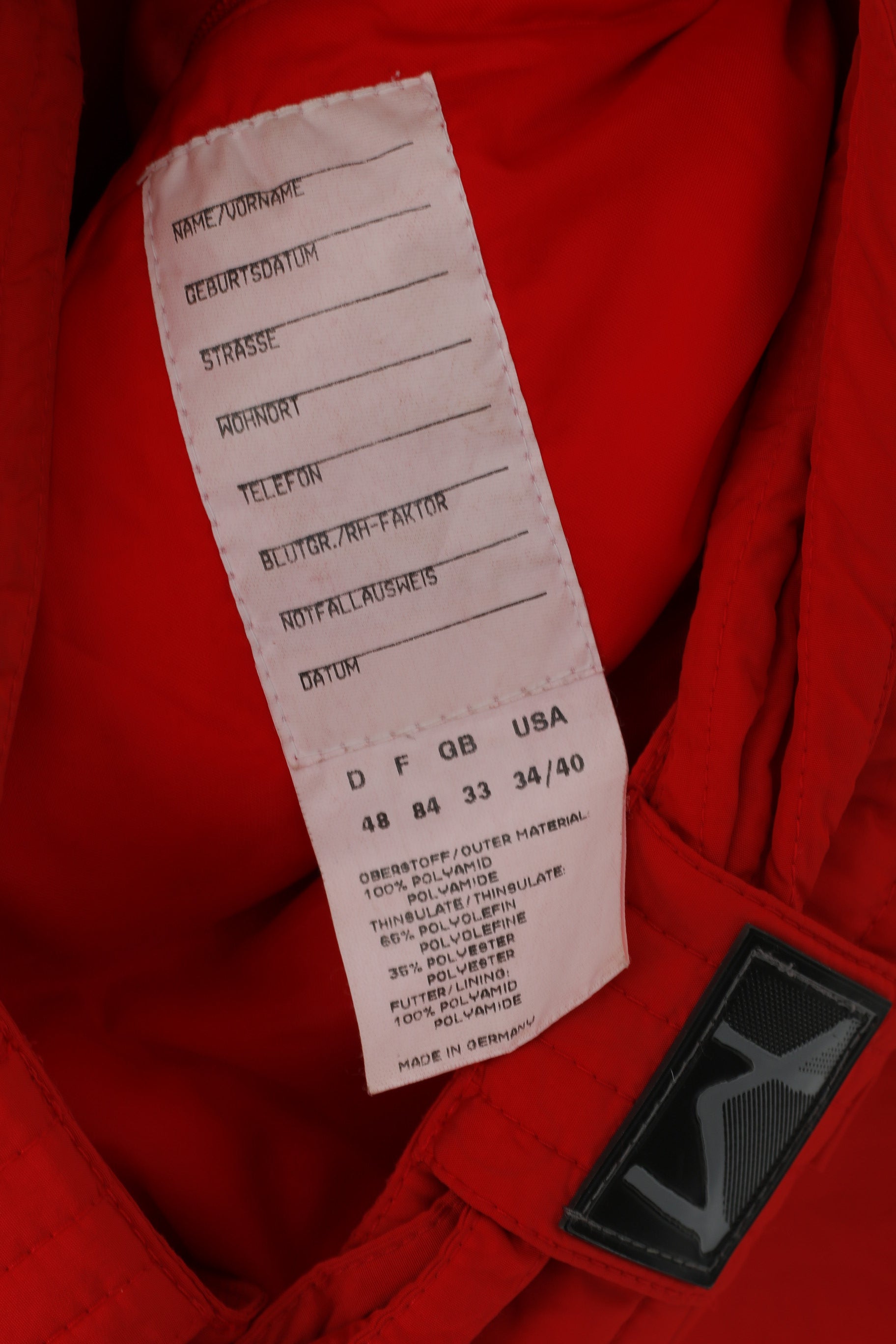 Maier Men 48 S Ski Jacket Red Vintage Nylon Waterproof Padded Motion Unisex Top