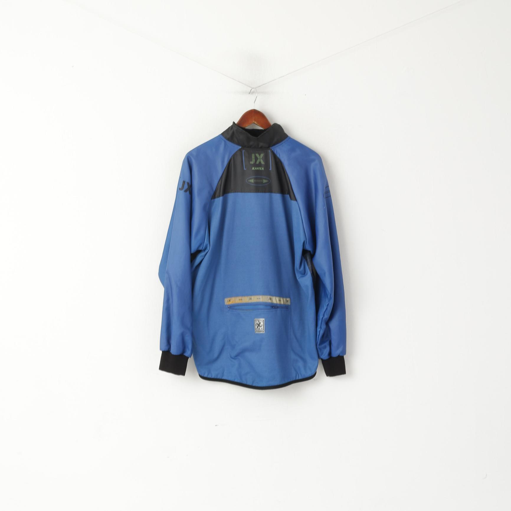 Jeantex Men M Cycling Jacket Blue Vintage Racing Team Padded Sportswear Top