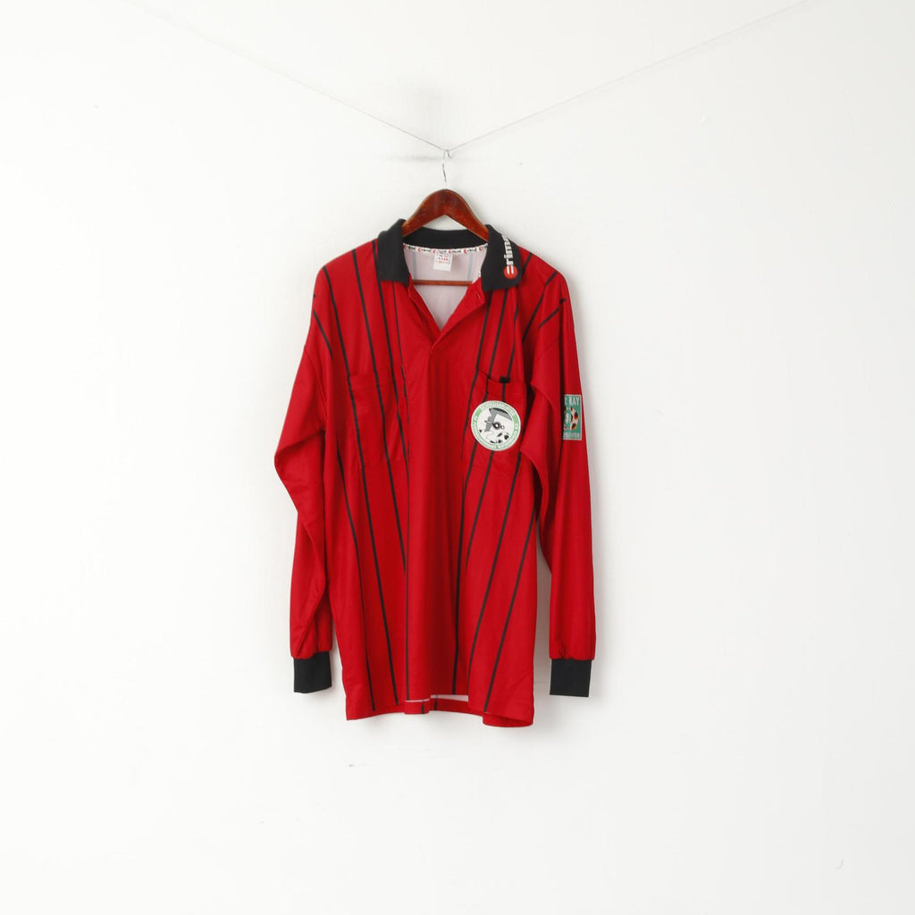 Erima Men XXL Polo Shirt Red Vintage Schiedsrichter Niederrhein E.V. Football Jersey Top