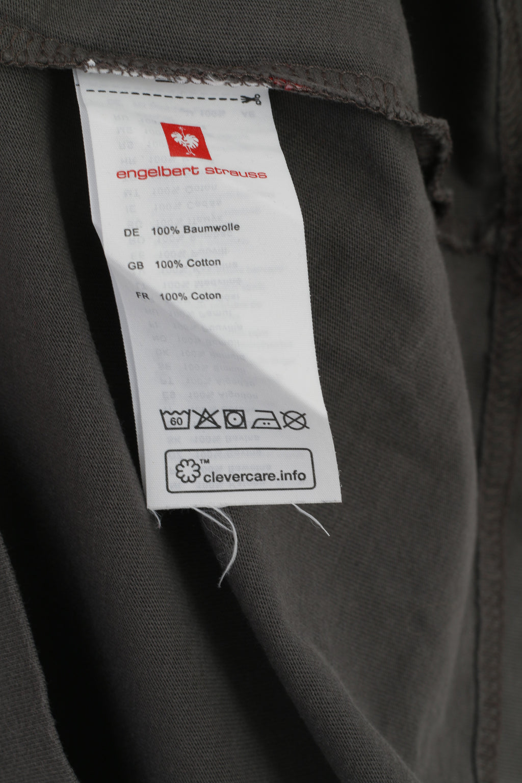 Engelbert Strauss Men L Shirt Grey Cotton Plain Regular Fit Crew Neck Top