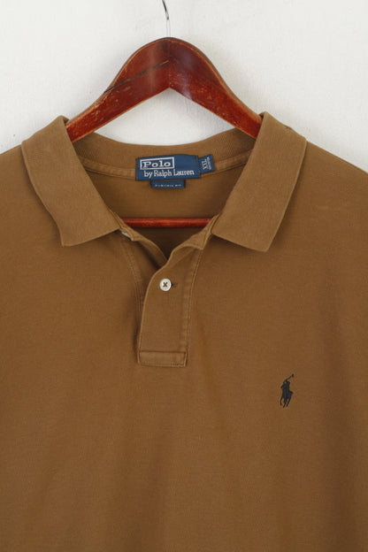 Polo by Ralph Lauren Polo XXL pour homme en coton marron sur mesure à manches longues